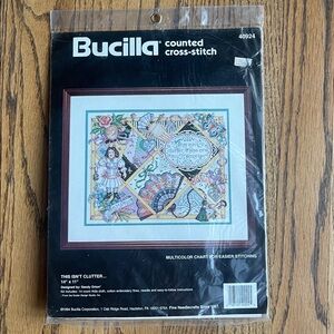 Vintage New and Sealed 1994 Bucilla This Isn’t Clutter Counted Cross Stitch Kit